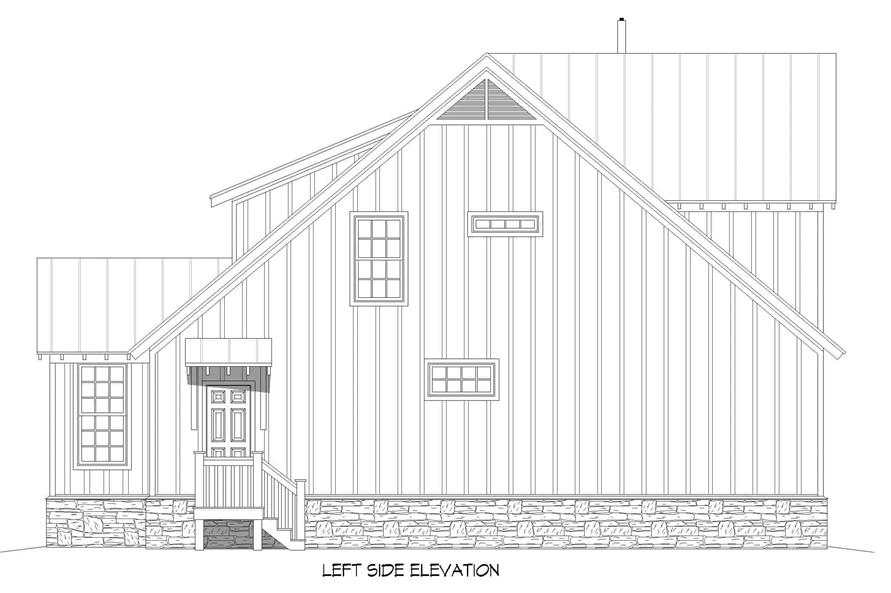 Home Plan Left Elevation of this 3-Bedroom,2200 Sq Ft Plan -196-1255