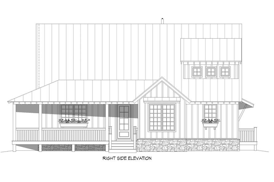 Home Plan Right Elevation of this 3-Bedroom,2200 Sq Ft Plan -196-1255