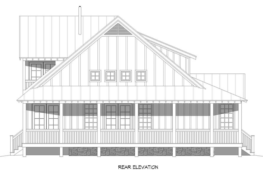 Home Plan Rear Elevation of this 3-Bedroom,2200 Sq Ft Plan -196-1255