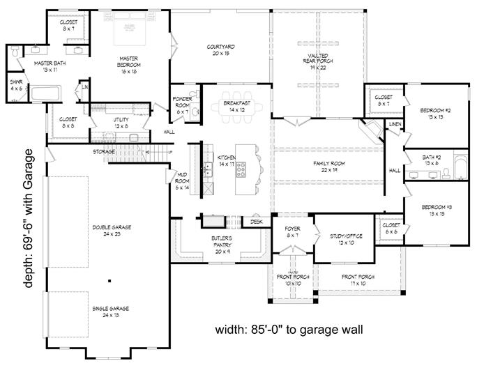 California Style Home - 3 Bedrms, 2.5 Baths - 3667 Sq Ft - Plan #196-1269