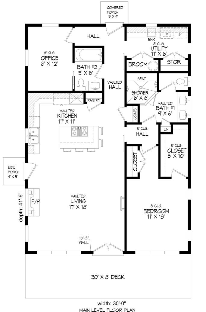 Contemporary Home - 2 Bedrms, 2 Baths - 1412 Sq Ft - Plan #196-1280