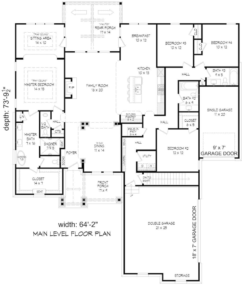 Arts and Crafts Home - 4 Bed, 3.5 Bath - 2440 Sq Ft - Plan #196-1286