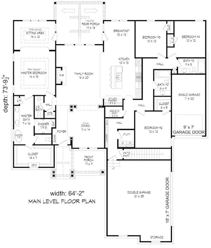 Arts and Crafts Home - 4 Bed, 3.5 Bath - 2440 Sq Ft - Plan #196-1286