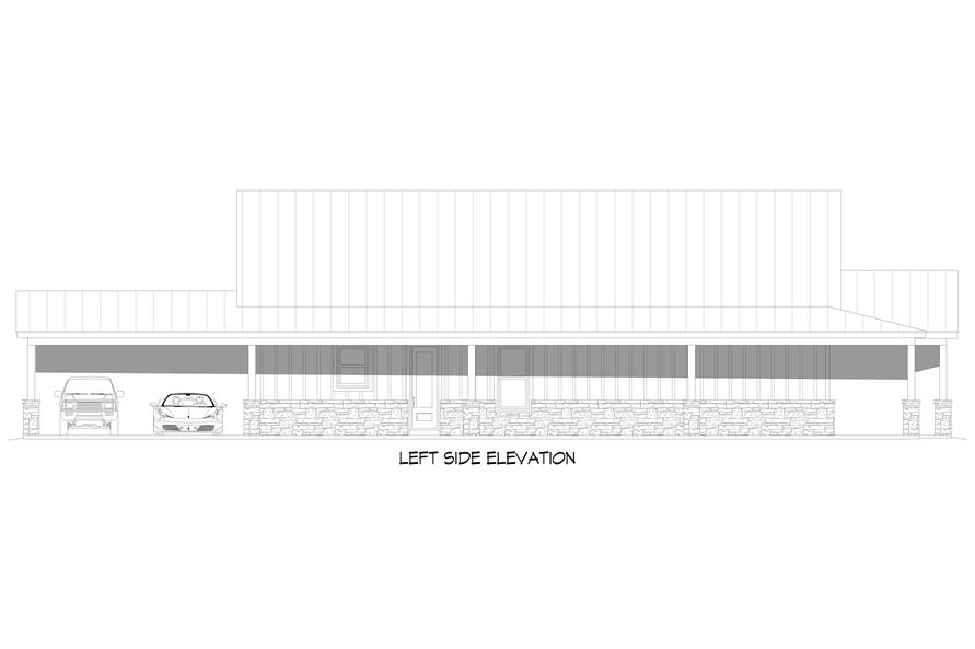 Home Plan Left Elevation of this 3-Bedroom,2393 Sq Ft Plan -196-1842