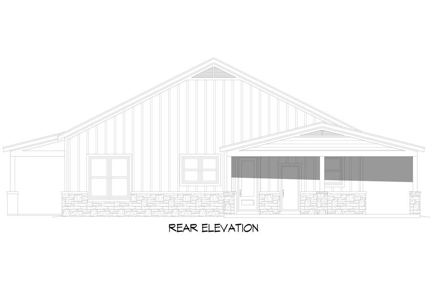 Home Plan Rear Elevation of this 3-Bedroom,2393 Sq Ft Plan -196-1842