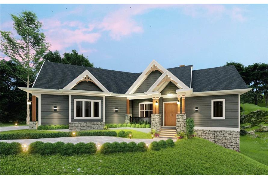 3-Bedroom, 1729 Sq Ft Cottage House Plan - 198-1056 - Front Exterior