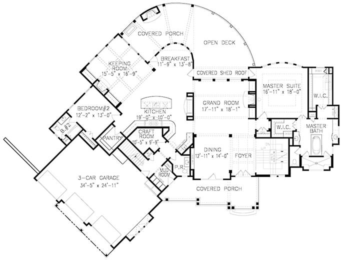 Cottage Floor Plan - 6 Bedrms, 5.5 Baths - 5130 Sq Ft - #198-1066