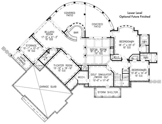 Colonial Home Plan - 5 Bedrms, 5.5 Baths - 4218 Sq Ft - Plan #198-1141