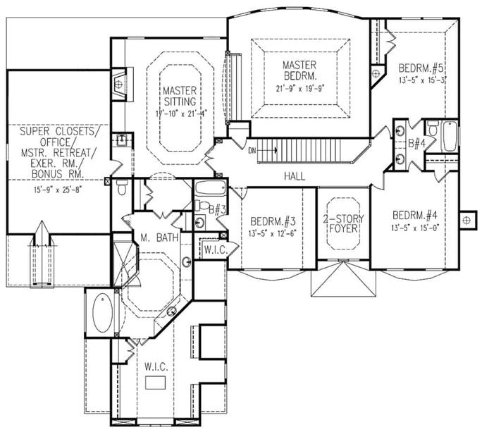 Colonial Style Home - 5 Bedrms, 4.5 Baths - 4849 Sq Ft - Plan #198-1157