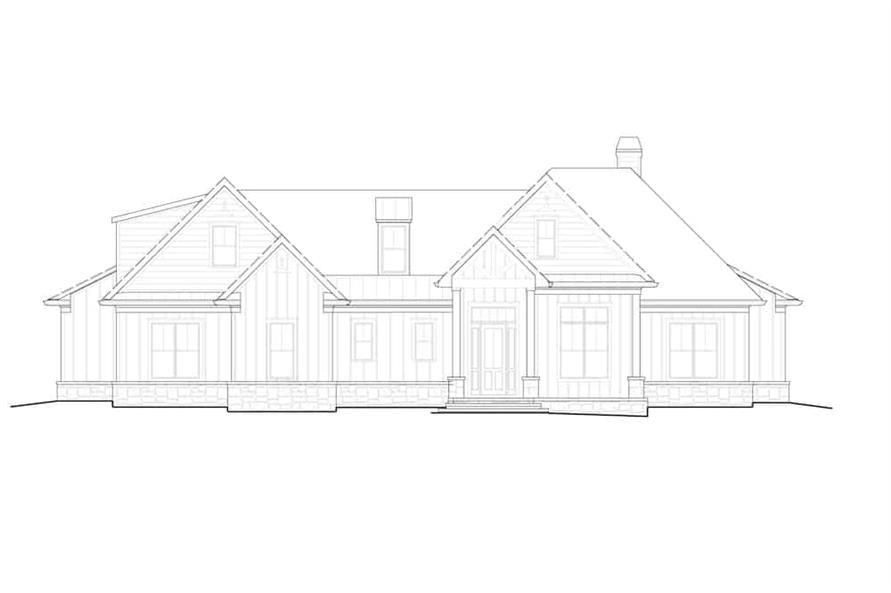 Home Plan Front Elevation of this 6-Bedroom,3423 Sq Ft Plan -198-1161