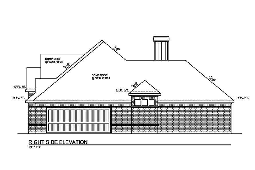 Home Plan Right Elevation of this 3-Bedroom,2549 Sq Ft Plan -199-1002