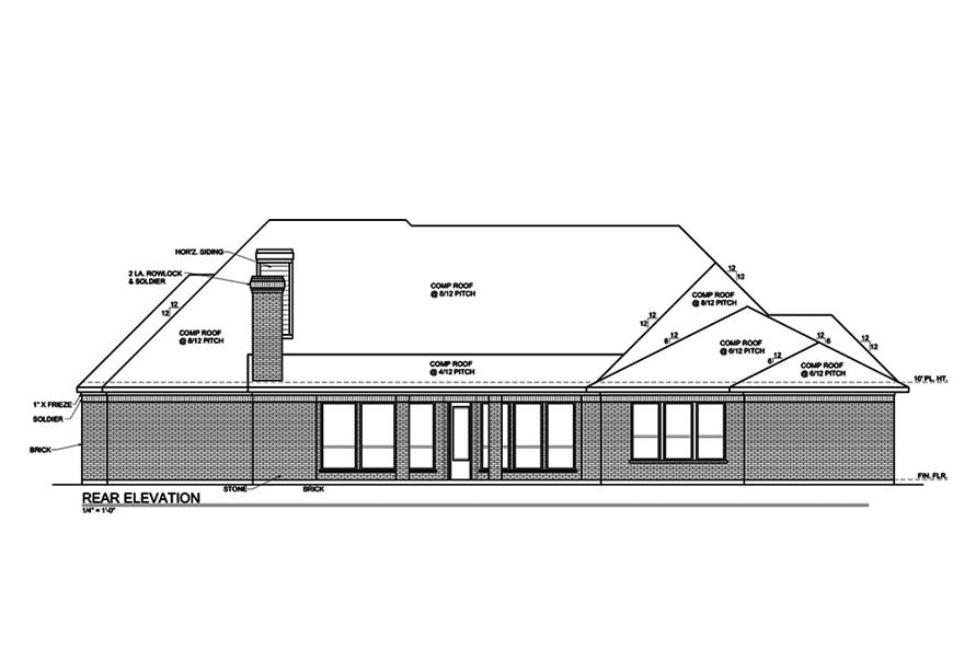 Home Plan Rear Elevation of this 4-Bedroom,3180 Sq Ft Plan -199-1014