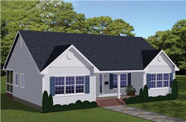 3-Bedroom, 1438 Sq Ft Traditional House Plan - 200-1002 - Front Exterior