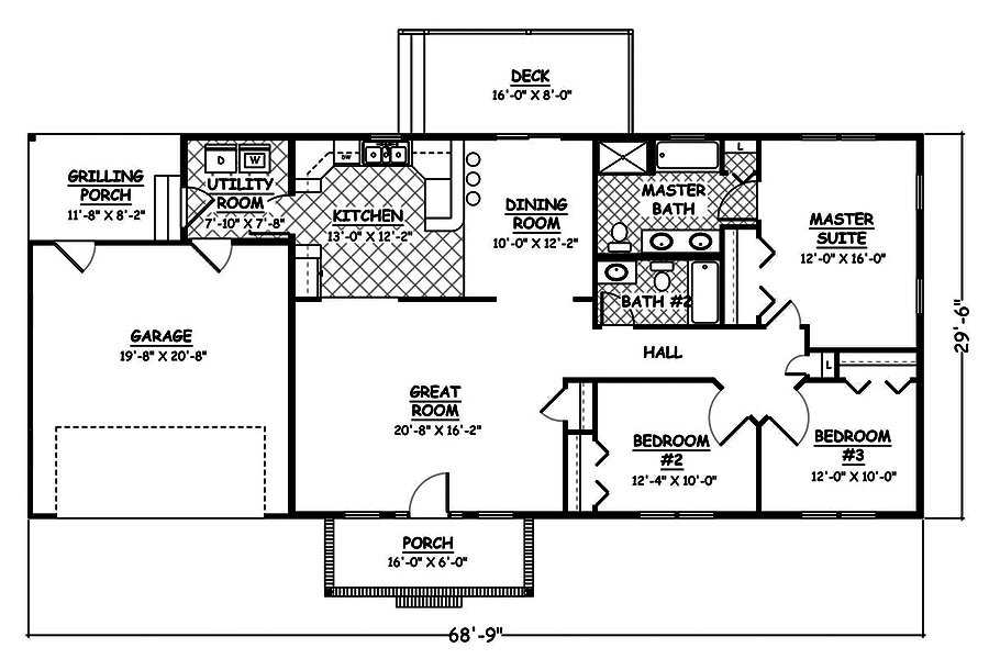 Traditional Home Plan - 3 Bedrms, 2 Baths - 1508 Sq Ft - #200-1006