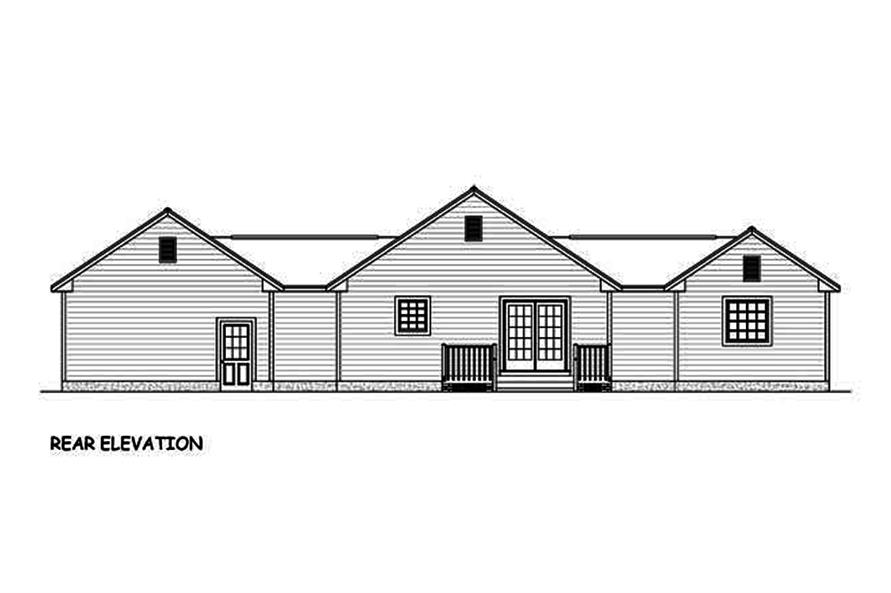 Home Plan Rear Elevation of this 3-Bedroom,1200 Sq Ft Plan -200-1020