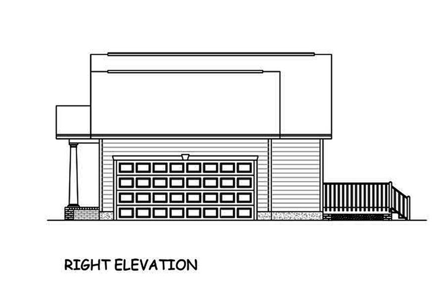 Home Plan Right Elevation of this 3-Bedroom,1200 Sq Ft Plan -200-1020