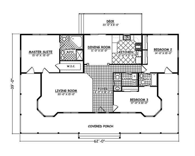 3 Bedroom, 2.5 Bath Farmhouse Floor Plan - 1704 Sq Ft Home