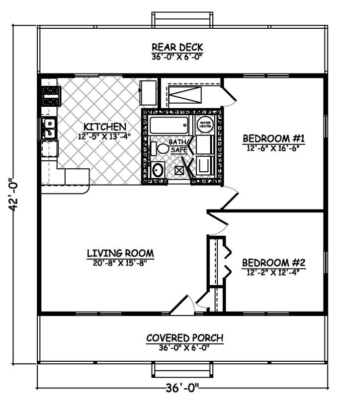 Cottage Home Plan - 2 Bedrms, 1 Baths - 1080 Sq Ft - #200-1042