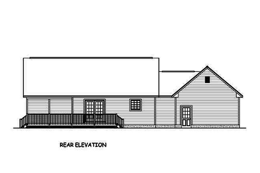 Home Plan Rear Elevation of this 2-Bedroom,1085 Sq Ft Plan -200-1049