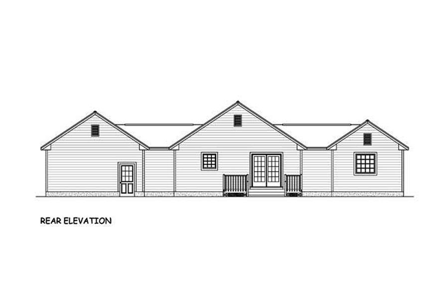 Home Plan Rear Elevation of this 3-Bedroom,1200 Sq Ft Plan -200-1050