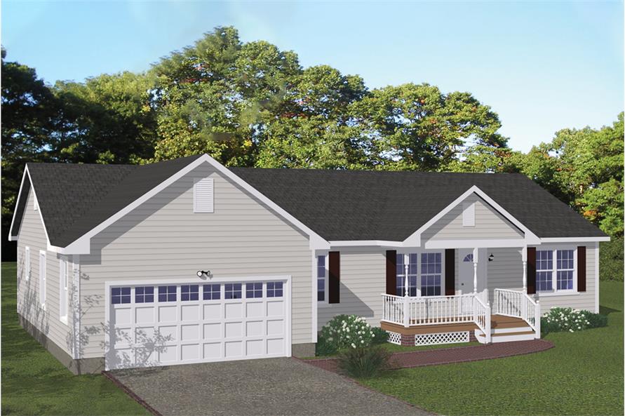 3-Bedroom, 1480 Sq Ft Ranch Home Plan - 200-1056 - Main Exterior