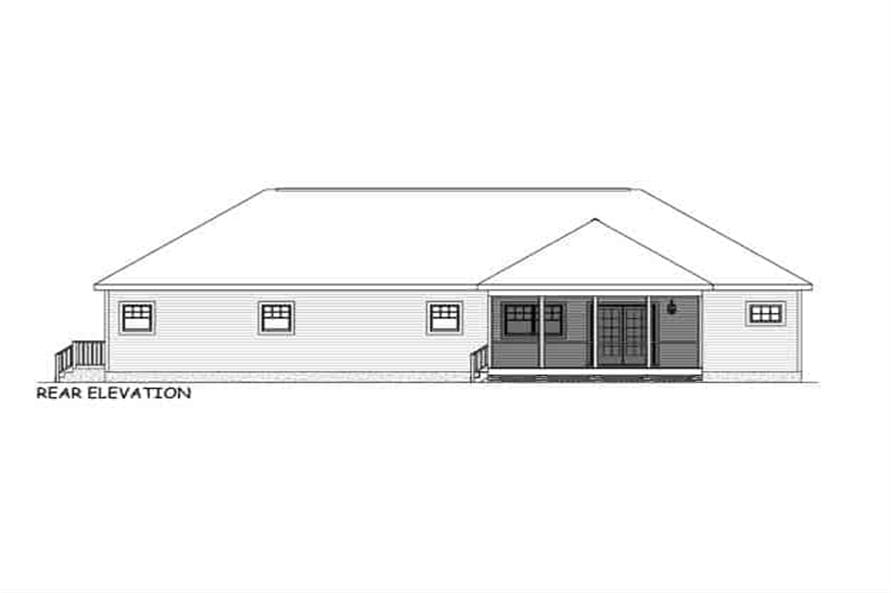 Home Plan Rear Elevation of this 3-Bedroom,1480 Sq Ft Plan -200-1064