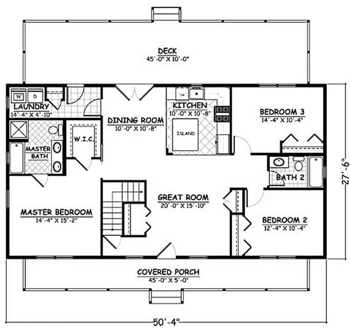 Farmhouse Home - 3 Bedrms, 2 Baths - 1381 Sq Ft - Plan #200-1069