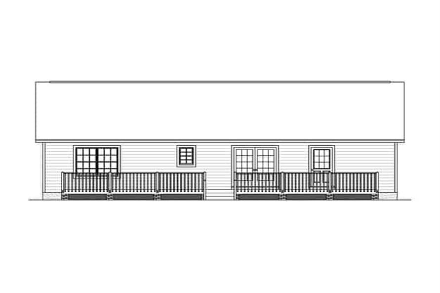 Home Plan Rear Elevation of this 3-Bedroom,1381 Sq Ft Plan -200-1069