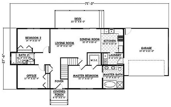 Ranch Home - 3 Bedrms, 2 Baths - 1345 Sq Ft - Plan #200-1077