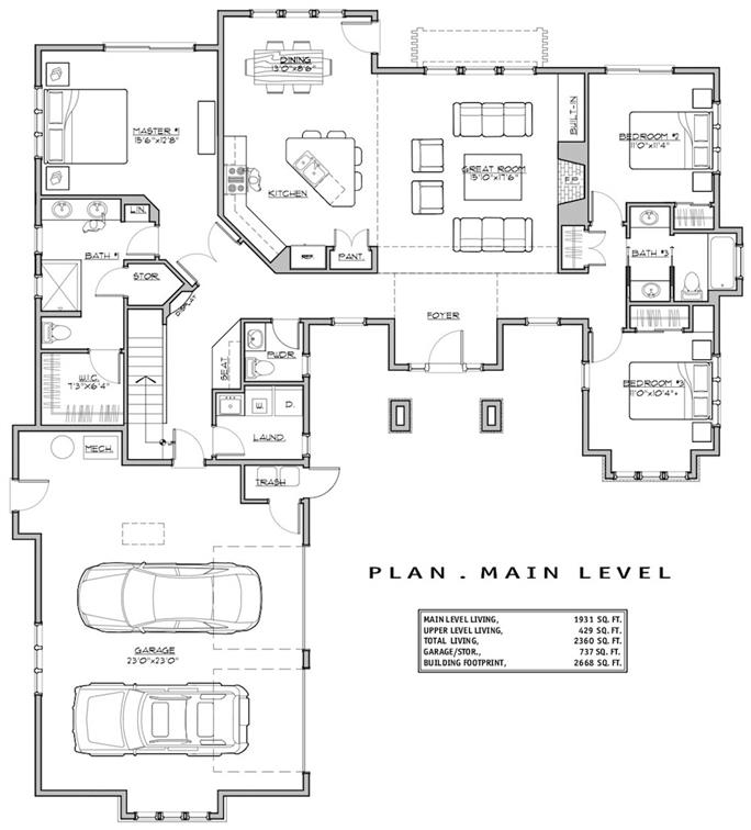 Rustic Home Plan - 3 Bedrms, 3.5 Baths - 2360 Sq Ft - #202-1008