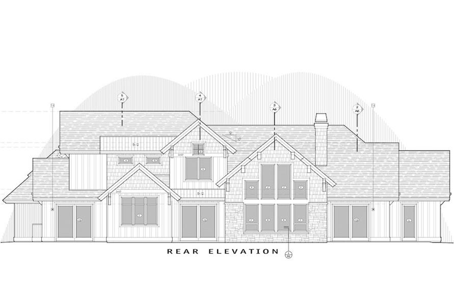 Home Plan Rear Elevation of this 5-Bedroom,4412 Sq Ft Plan -202-1017