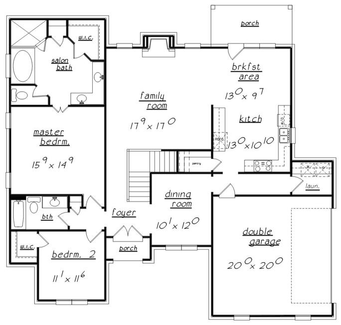 European House Plan - 4 Bedrms, 3 Baths - 2517 Sq Ft - #203-1013