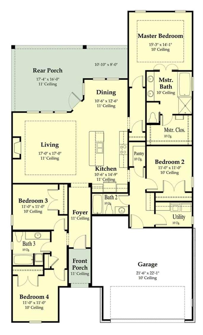 European House - 4 Bedrms, 3 Baths - 2021 Sq Ft - Plan #204-1006