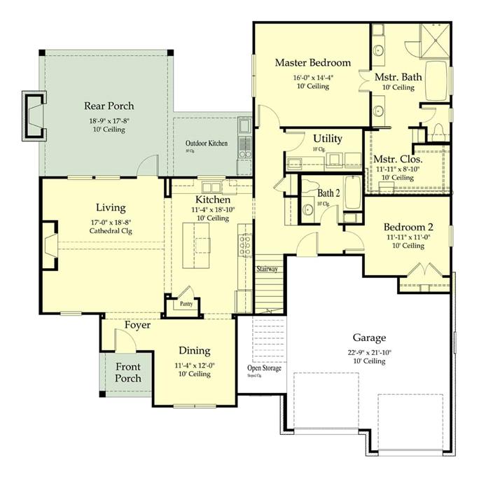 Contemporary House Plan - 4 Bedrms, 3 Baths - 2300 Sq Ft - #204-1018