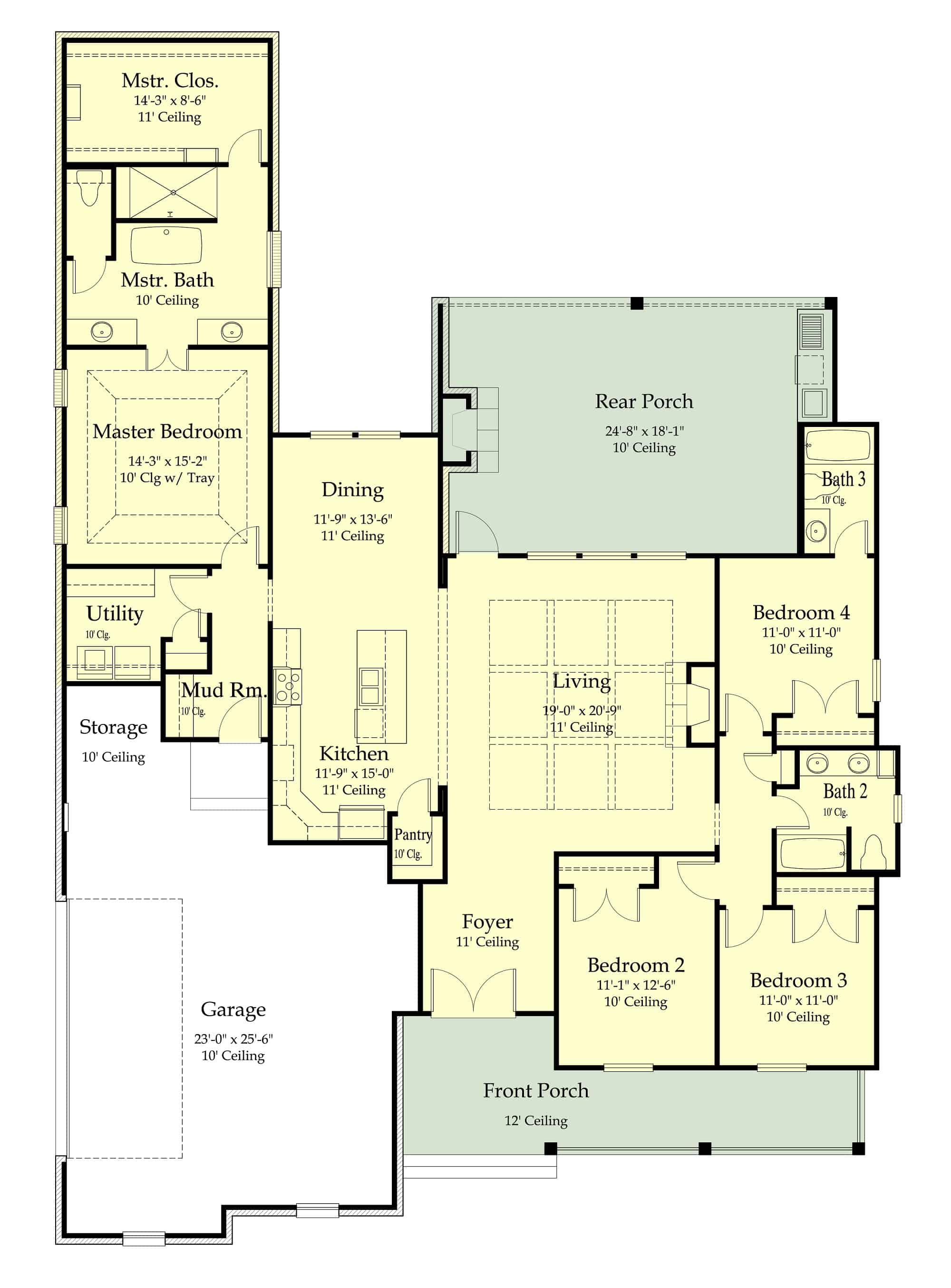 Modern Farmhouse House Plan - 4 Bedrms, 3 Baths - 2297 Sq Ft - #204-1025