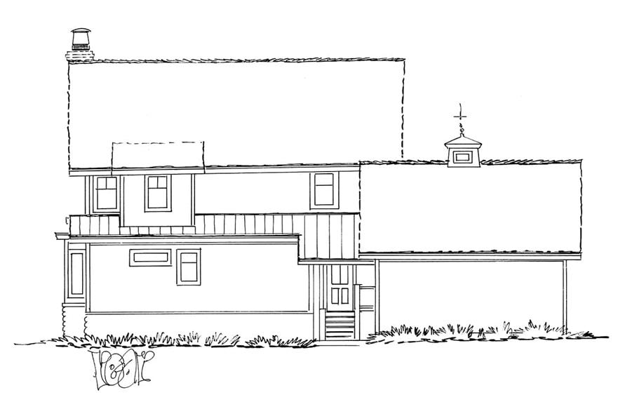 Home Plan Rear Elevation of this 3-Bedroom,1825 Sq Ft Plan -205-1020