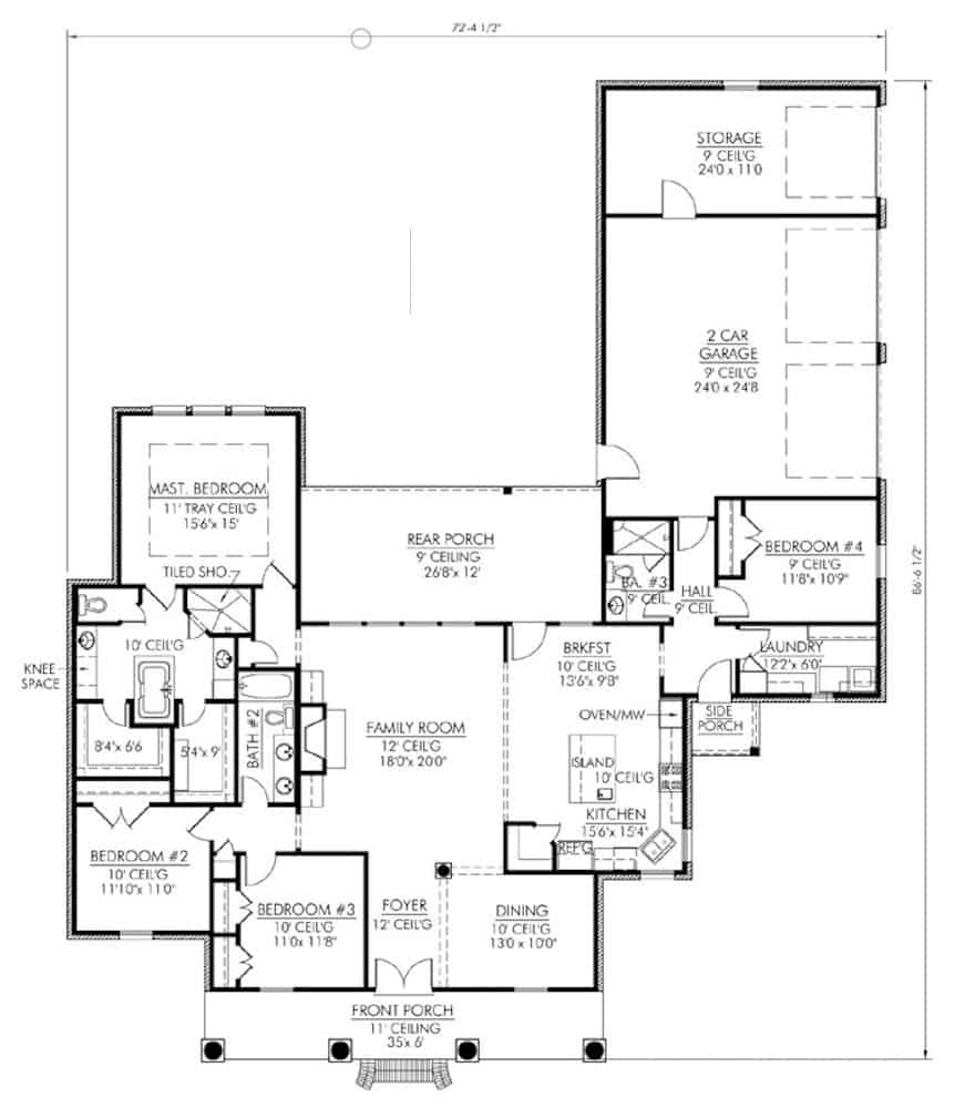 European Style House - 4 Bedrms, 3 Baths - 2384 Sq Ft - Plan #206-1003