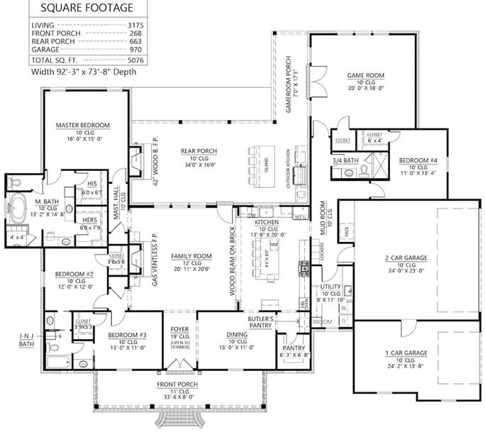 Contemporary House - 4 Bed, 3 Bath - 3175 Sq Ft - Plan #206-1025