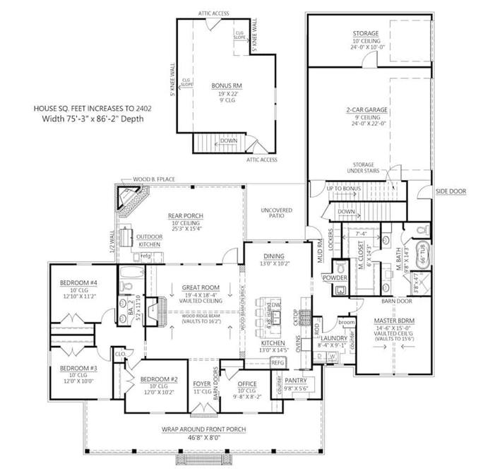 Modern Farmhouse Ranch - 4 Bedrms, 2.5 Baths - 2232 Sq Ft - Plan #206-1034