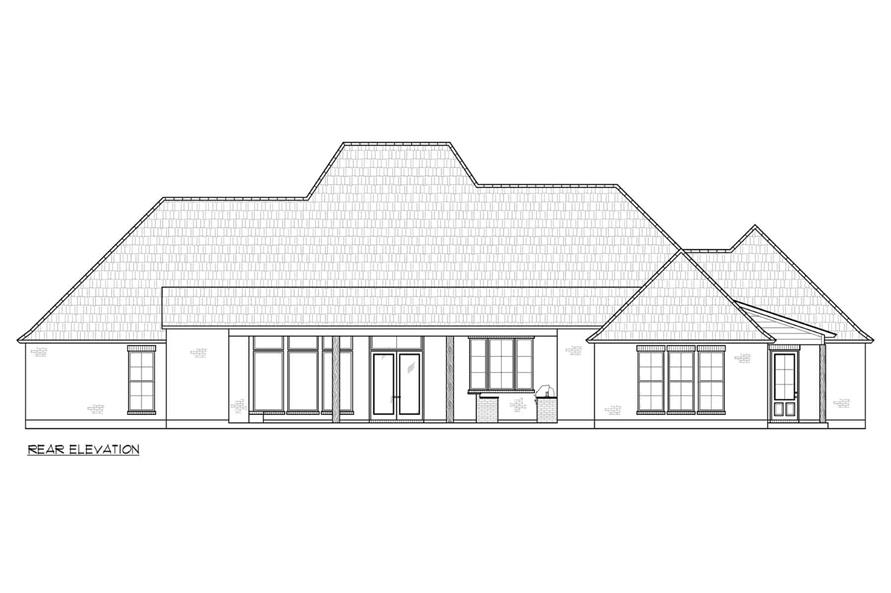 Home Plan Rear Elevation of this 4-Bedroom,3514 Sq Ft Plan -206-1064