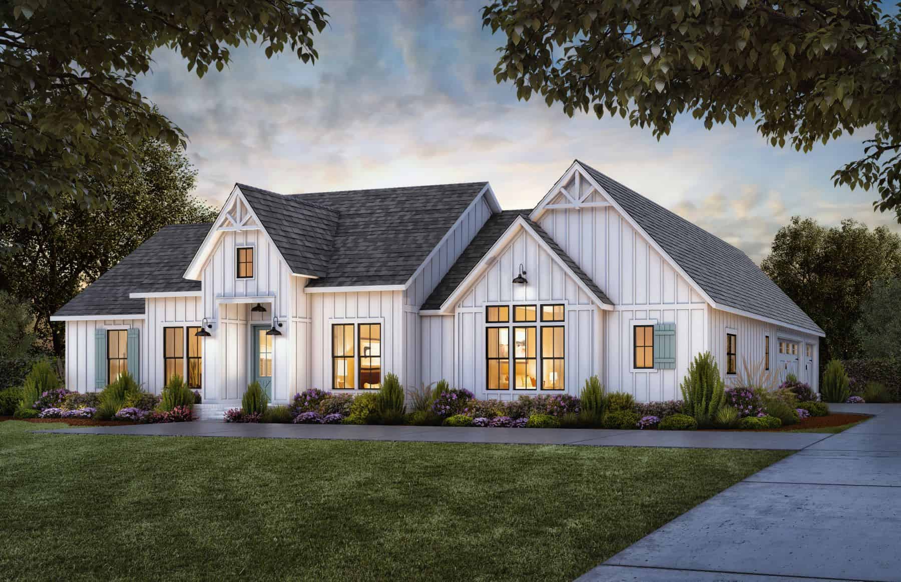 Farmhouse Home Plan - 4 Bedrms, 2.5 Baths - 2377 Sq Ft - #206-1068