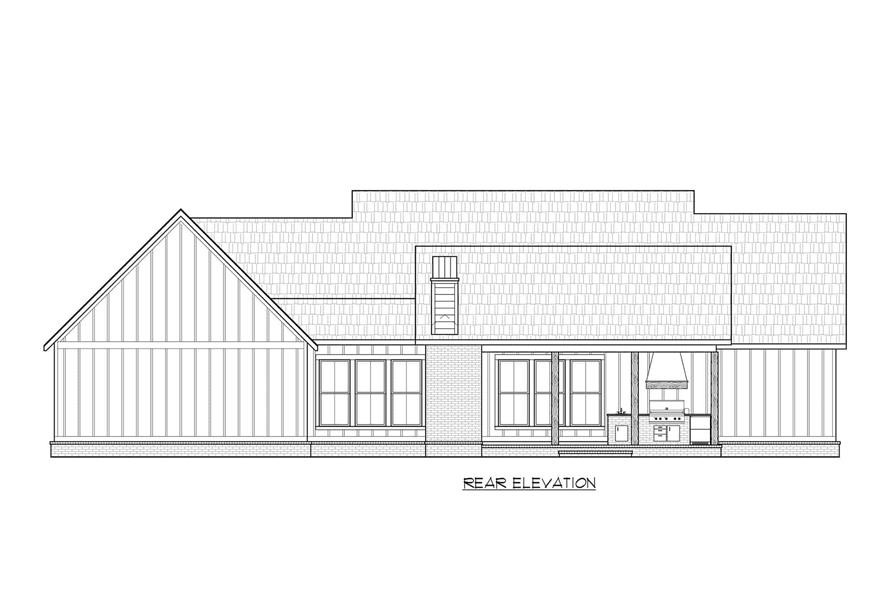 Home Plan Rear Elevation of this 4-Bedroom,2377 Sq Ft Plan -206-1068