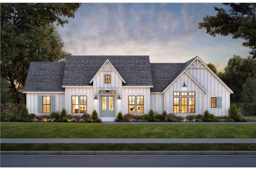 4-Bedroom, 2377 Sq Ft Farmhouse Home Plan - 206-1068 - Main Exterior