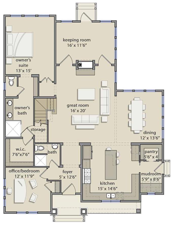 European Style House - 3 Bedrms, 3.5 Baths - 2589 Sq Ft - Plan #207-1001