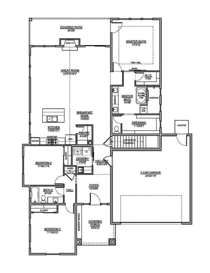 Contemporary House Plan - 3 Bedrms, 2 Baths - 1892 Sq Ft - #208-1030