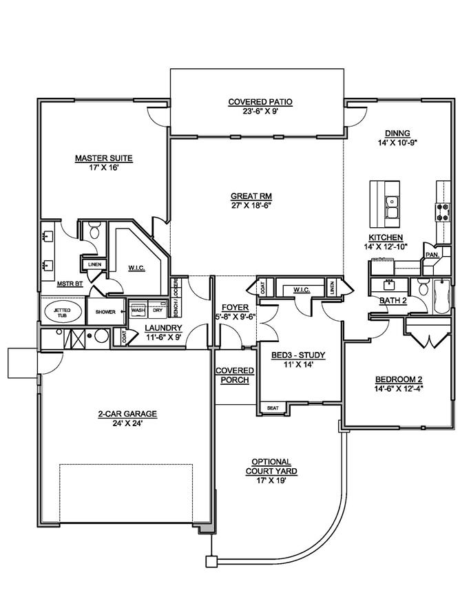 Modern House Plan - 3 Bedrms, 2 Baths - 2034 Sq Ft - #208-1032