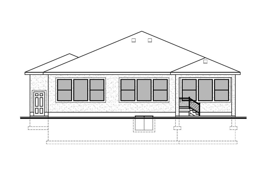 Home Plan Rear Elevation of this 3-Bedroom,1901 Sq Ft Plan -208-1034