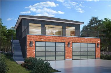 2-Car Garage with 975 Sq Ft Studio Home Plan - 208-1035 - Main Exterior