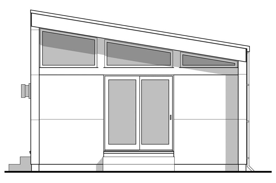 Home Plan Rear Elevation of this 1-Bedroom,532 Sq Ft Plan -211-1023