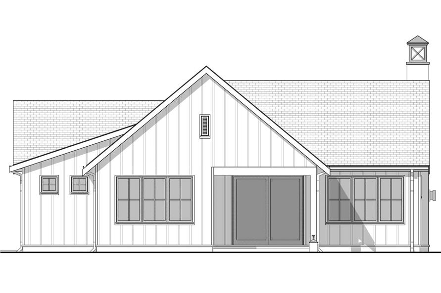 Home Plan Rear Elevation of this 2-Bedroom,1300 Sq Ft Plan -211-1046